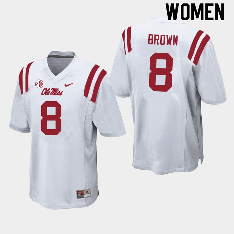Troy Brown Ole Miss Rebels NCAA Women's White #8 Stitched Limited College Football Jersey POX7458UM